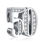 Mothers Day Birthday Number Love Family Friendship Graduation Auntie Grandma Dad Mom Charms for Pandora Bracelets Necklaces, Gifts Women, for Anniversary Valentines Christmas - style: Number 50 Charm Silver