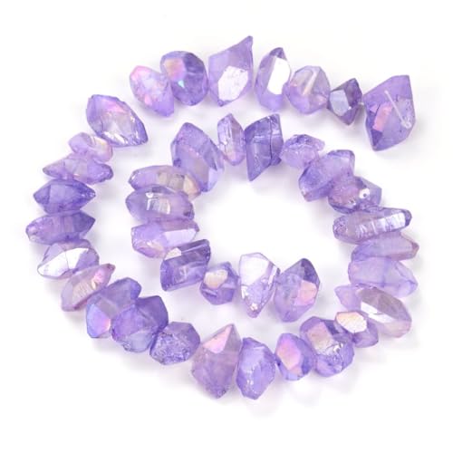 Adabele 30 Inch Natural Raw Healing Crystal Quartz Nugget Drilled Gemstone Loose Beads Violet Tanzanite AB Titanium Coated Chakra Gem Stone Spacer for Jewelry Craft Making GA-B9 - color: Violet Tanzanite Ab, size: 30 Inch/2 Strands
