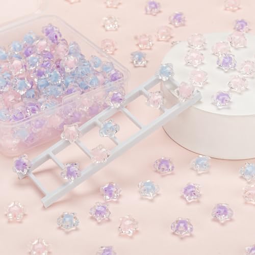 195Pcs Bracelets Beads, Mixed Color Star Transparent Faceted Acrylic Spacer Beads for Jewelry Necklaces Earrings Keychain Making and Crafting DIY Craft Gift - color: Star in Star-195 pcs