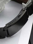 watchdives Watch Buckle 18mm/20mm/22mm Fold Safety Milled Clasp Replacement Stainless Steel Watchband Clasp (Black, 16mm) - color: Black, size: 16mm