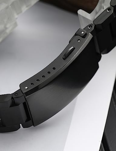 watchdives Watch Buckle 18mm/20mm/22mm Fold Safety Milled Clasp Replacement Stainless Steel Watchband Clasp (Black, 18mm) - color: Black, size: 18mm