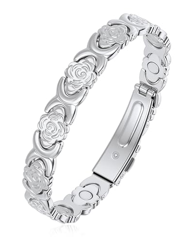 Magnetic Bracelets for Women, 99.99% Pure Copper Bracelet, 3800 Gauss, Adjustable Sizing, Women's Bracelets With Built-in Magnets, Gift Packaging, Fashion Jewelry Gift. - color: Silver