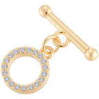 Beebeecraft 10 Sets Small 18K Gold Plated Toggle Clasp Cubic Zirconia OT T-bar Closure Connector End Clasp for Bracelet Necklace Jewelry Making DIY Findings