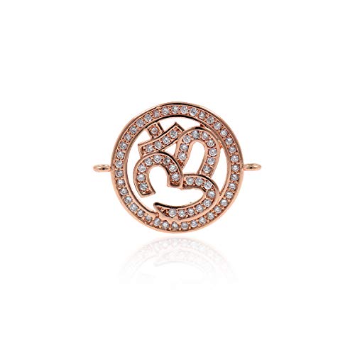 OM Yoga Connector Charm,Micro Pave CZ Stone Necklace Pendant,DIY Bracelet Jewelry Findings 22x17mm 10Pcs (Rosegold) - color: RoseGold