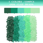 3500pcs Green Clay Beads for Bracelets Making 6mm Heishi Beads Polymer Flat Round Disc Clay for Jewelry Making Green Bead Crafts - color: Green