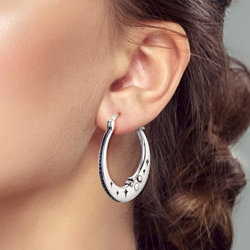 LAZA 925 Sterling Silver Hoop Earrings for Women, Sterling Silver Butterfly Hoops Colorful Flowers Hoop Huggie Earrings Hypoallergenic Jewelry Gifts for Women - color: Waterdrop Stars Earring