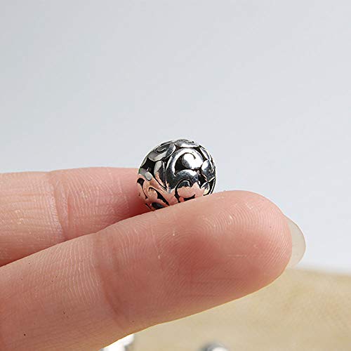 Wixine 20Pcs 12mm Tibetan Silver Carved Patterned Hollow Connector Round Spacer Charm Beads