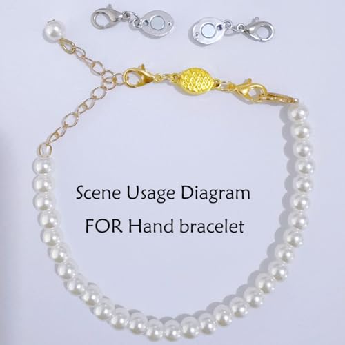 Magnetic Necklace Clasps and Closures-Magnetic Safety Clasp Extender with Lobster Clasps, Pineapple Texture Design, Gold and Silver (4pcs Gold) - color: 4pcs gold