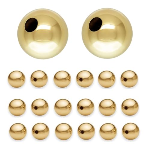 100pcs Adabele Tarnish Resistant 8mm Seamless Smooth Round Beads 18K Yellow Gold Plated Brass Spacer (Hole 1.3mm) for DIY Craft Jewelry Making BF252-8 - size: 8mm (0.3 inch)