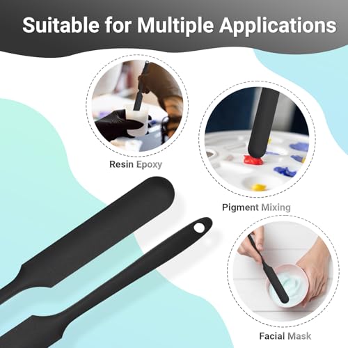 Gartful 6PCS Silicone Spatula Sticks, Non-Stick Epoxy Resin Mixing Sticks Scraper Tools, Reusable Stirring Rods for Resin, Paint, Waxing, Liquid, Arts Crafts Supplies, Facial Mask, Black - color: Black