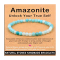 AD Beads Handmade Gemstone Stretch Elastic Bracelet Crystal Healing Reiki Nature's Beauty and Spiritual Essence Unisex - color: Amazonite (Unlock Your True Self), size: 4mm