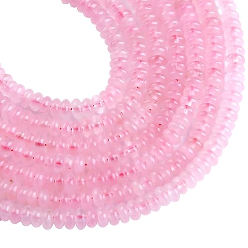 150PCS 2x4mm Natural Rose Quartz Rondelle Beads Abacus Disk Stone Beads Round Loose Spacer Gemstone Beads for DIY Bracelet Necklace Jewelry Making - color: Rose Quartz, size: 2x4mm Abacus Disk