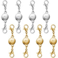 925 Silver and Gold Magnetic Necklace Clasps, Round Necklace Clasp Closures for Jewelry Making,Magnetic Necklace Clasps and Extenders,for Bracelet Necklace and Accessories (8pcs | Gold Silver) - color: 8pcs | gold silver