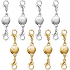 925 Silver and Gold Magnetic Necklace Clasps, Round Necklace Clasp Closures for Jewelry Making,Magnetic Necklace Clasps and Extenders,for Bracelet Necklace and Accessories (8pcs | Gold Silver) - color: 8pcs | gold silver