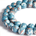 100pcs 8mm Blue Rain Flower Beads Natural Gemstone Beads Round Loose Beads for Crafting and Jewelry Making - color: Blue Rain Flower, size: 8mm