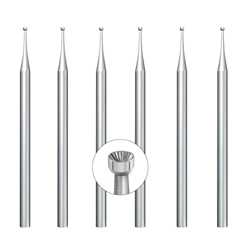 6 Pcs 1.2mm Round Cup Burr - 3/32'' Shank Wire Rounder Bits Jewelry Burs for Lapidary Making - color: 6 Pcs 1.2mm Round Cup Burs