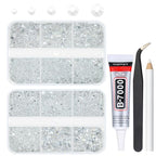 qiipii Transparent Clear Bedazzler Kit 2mm 3mm 4mm 5mm 6mm Resin Rhinestones w B7000 Glue for Bedazzling Crafting Flatback Jelly Stones Gems Diamonds for Nails Face Eyes Makeup Tumblers Crafts Shoes - color: Transparent