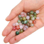 70PCS Natural 8MM Healing Gemstone, Yanyuan Agate Energy Stone Round Loose Beads, Semi-Precious Crystal Beads with Free Elastic String for Jewelry Making DIY - color: Yanyuan Agate