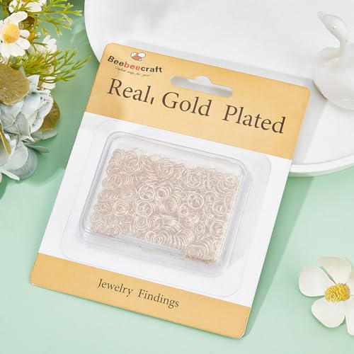 Beebeecraft 1 Box 600Pcs 4/5/6/8mm Open Jump Rings 18K Gold Plated Stainless Steel Single Loop Jump Ring Round Connector Rings for Bracelet Necklace Jewellery Making - color: Gold