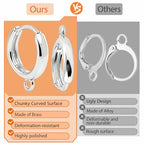 stino 16Pcs Huggie Earring Hooks for Jewelry Making, Brass Earring Hoops Clasps, Findings & Supplies(Silver Plated) - color: Silver Plated