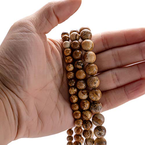 BEADIA Natural Brown Picture Jasper Stone Round Loose Semi Gemstone Beads for Jewelry Making 6MM 61PCS - color: Brown Picture Jasper, size: 6mm