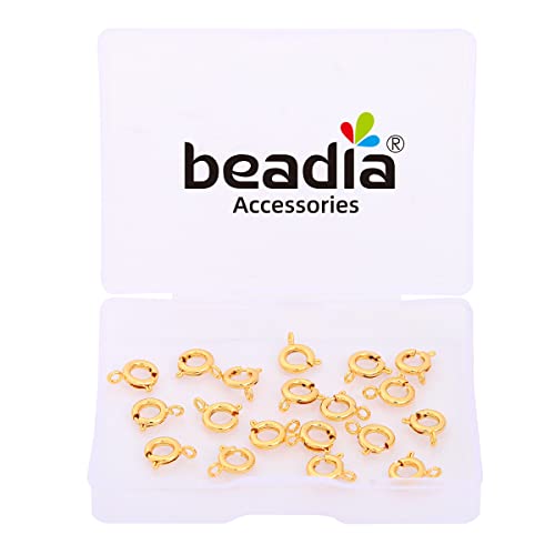 BEADIA 18K Gold Plated Spring Clasps Non Tarnish 7mm 20pcs for Jewelry Making Findings - color: Spring Clasps Gold, size: 7mm