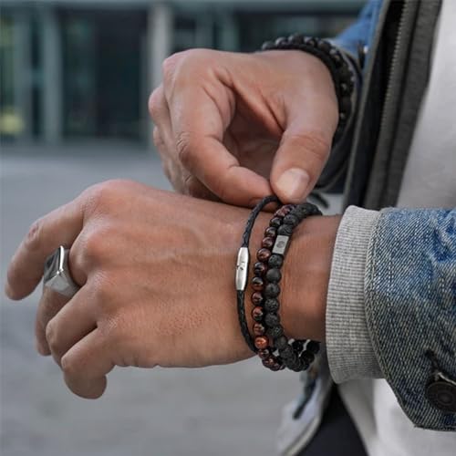 RANKEEF Tiger Eye Bracelet For Men 8MM Natural Stone Stretch Adjustable Black Crystal Beaded Bracelet for Men Women Gifts - color: 2,tiger eye