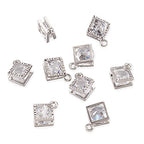 Beadthoven 100pcs Cubic Zirconia Alloy Charms Rhombus Shaped Platinum Pendants for Jewelry Making Choker Tiny Dangle Accessories - color: Platinum-Rhombus