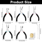 5 Pcs Jewelry Making Pliers Tools with Needle/Chain Nose Pliers, wire cutters Round Nose, Bent Nose-Matte Handle,jewelry making supplies for adults - style: 5pcs - Black