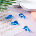 FASHEWELRY 5Pcs Handmade Ocean Dolphin Lampwork Glass Pendants Dodger Blue Marine Life Dolphin Loose Beads Charms for DIY Jewelry Project Making - color: Dolphin-Dodger Blue