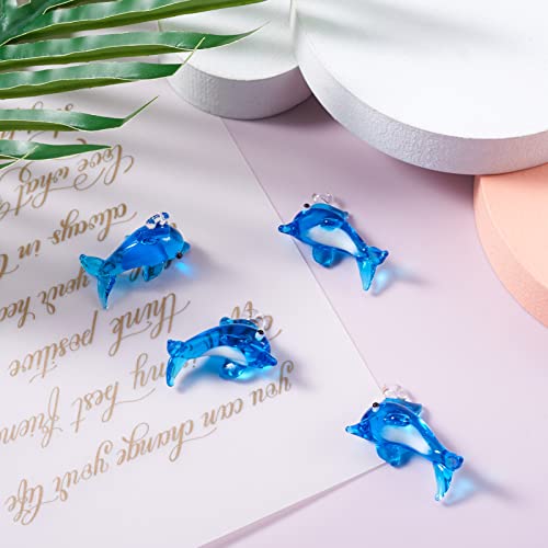 FASHEWELRY 5Pcs Handmade Ocean Dolphin Lampwork Glass Pendants Dodger Blue Marine Life Dolphin Loose Beads Charms for DIY Jewelry Project Making - color: Dolphin-Dodger Blue