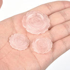 Justinstones 3pcs Carved Gemstone Flower Pendant Earrings Beads Set For Jewelry Making DIY 1.3 Inch & 1 Inch - color: Rose Quartz
