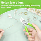 Jewelry Making Pliers Tools - Soft Jaw Flat Nose 5.55" Craft Pliers With 6 Pcs Nylon Replacement Heads Protects Wire When Bending & Straightening, for Ring Bracelet Beading Jewelry Repair