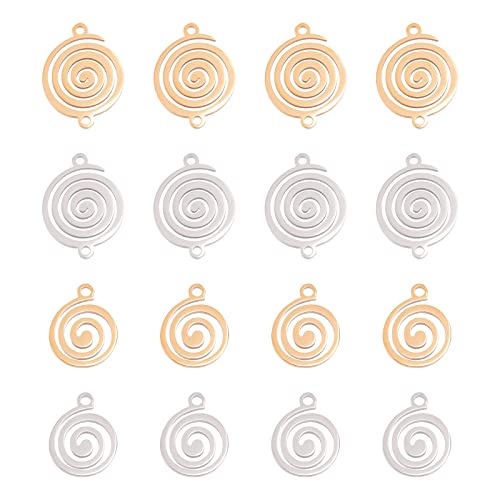 DICOSMETIC 16Pcs 4 Style Stainless Steel Round Vortex Pendant Spiral Wave Pendant Swirl Links Connectors Filigree Charms for DIY Jewelry Making Craft - color: 2 Colors-vortex