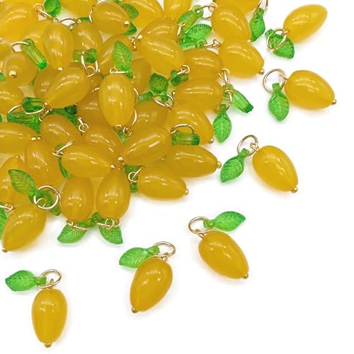50pcs Glass Pendant Charms - Multicolor Theme Drops for Necklace Craft, Jewelry Making Supplies (Various Styles) - style: Mango