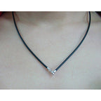 ELLITE Wide Alloy Black Rubber Cord Rope Necklace Chain(18-24 Inch) with Stainless Steel Lobster Clasp