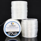 LUSTEMBER 0.8 mm Stretchy Bracelet String, 3 Rolls Durable Elastic String, Clear Bead Cord for Bracelets, Necklaces, Beading, and Jewelry Making (300 m) - size: 0.8mm