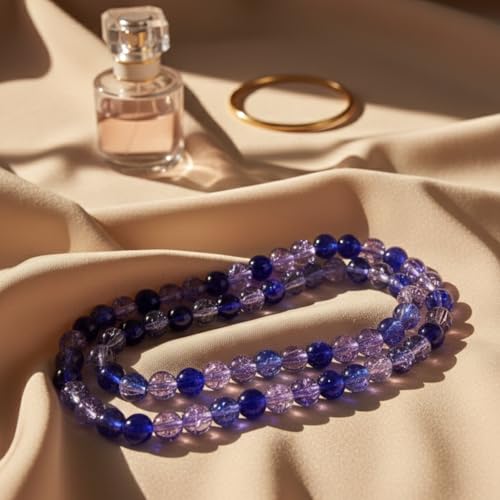 DandS ltd Crackle Lampwork Glass Beads for Jewelry Making, Dark Purple, Vibrant DIY Bracelets, Necklaces, Earrings, Beading Supplies & Craft Kits for Handmade Jewelry, 80pcs 0.39 inch (10mm), #J235-10 - color: Dark Purple