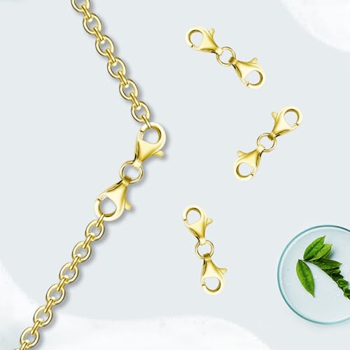 2 Pcs 925 Sterling Silver Double End Design Lobster Clasp 9MM Chain Extender Double Claw Connector Extension Clasps for Bracelet Jewelry Making Necklace Clasps and Closures (Gold and Silver)