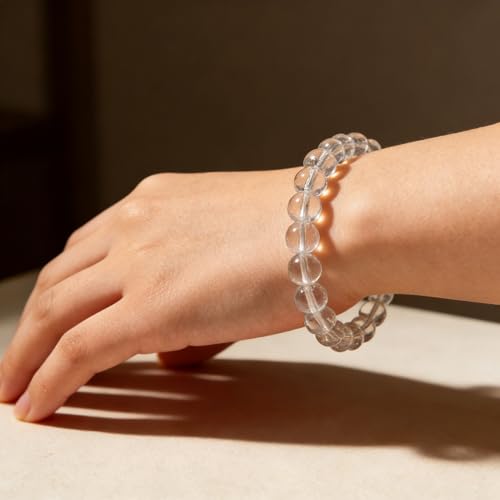 Handmade 8mm Beaded Bracelets For Men Protection Bracelet For Women Chakra Feng Shui Stretchy Handmade Lucky Money Stretchy Crystal Bracelets Best Gifts - color: Clear quartz