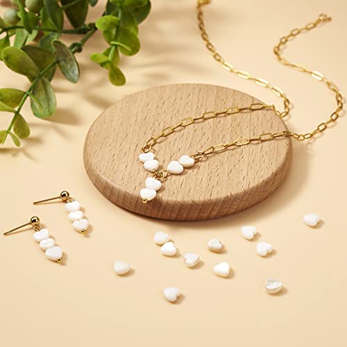 Fashewelry 62pcs Heart Freshwater Shell Beads 6mm Tiny White Heart Shell Charm Seashell Summer Beach Beads for DIY Crafts Valentines Day Necklace Bracelet Earring Jewelry Making Supplies - color: 1-White, 6x6mm