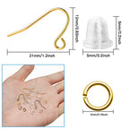 1800Pcs 6 Colors Earring Hooks Set for Jewelry Making,French Hook Earrings Findings Hypoallergenic Ear Wires Fish Hooks with Jump Rings and Earring Backs for DIY Earrings Making Supplies Kit - color: 1800Pcs Gold,Silver,K Gold,White K,Ancient Cyan,Gun Bla