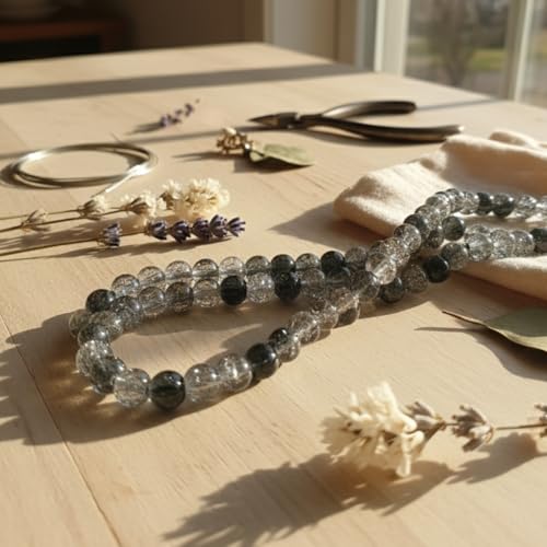 DandS ltd Crackle Lampwork Glass Beads for Jewelry Making, Black & White, Vibrant DIY Bracelets, Necklaces, Beading Supplies & Craft Kits for Handmade Jewelry, 80pcs 0.39 inch (10mm), #J260-10 - color: Black & White