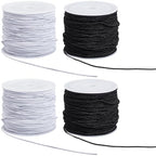 4 Rolls 0.8MM 104 Yards Elastic Stretch Cords Round Sturdy Stretch Black White Fibre Soft Beading Thread Arts Sewing Accessories Cord for Jewelry Making Necklace Bracelet DIY Crafts Supply - size: 0.8mm