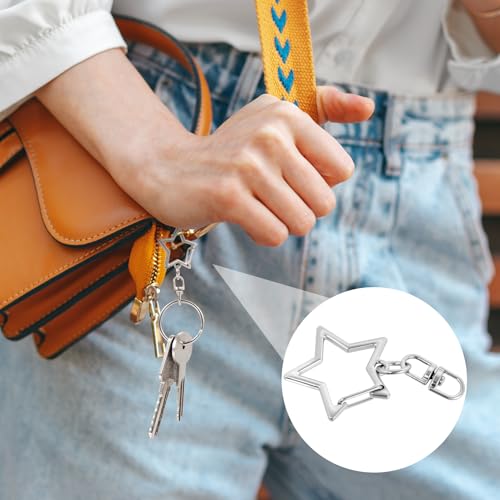 20pcs Star Shaped Spring Snap Clasps, Swivel Keychain Clip Buckle with Open Jump Ring, Zinc Alloy Snap Hook Jewelry Clasps for Keychain DIY Crafts- Silver - color: Silver-20pcs