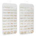 1 Pack Hanging Jewelry Organizer 80-Pocket Dual-sided Jewelry Storage for Earring Necklace Bracelet Ring Travel Holder, White - color: White