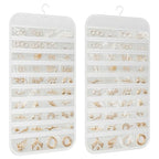 1 Pack Hanging Jewelry Organizer 80-Pocket Dual-sided Jewelry Storage for Earring Necklace Bracelet Ring Travel Holder, White - color: White