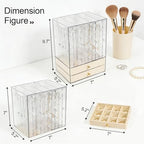 Greenfeather Jewelry Organizer with 7 Removable Drawers, Clear Acrylic Jewelry Box with 40 Necklace Hooks 120 Pairs of Earring Holes 2 Velvet-Lined Drawers for Rings Necklaces Earrings - color: Off-White-Style A