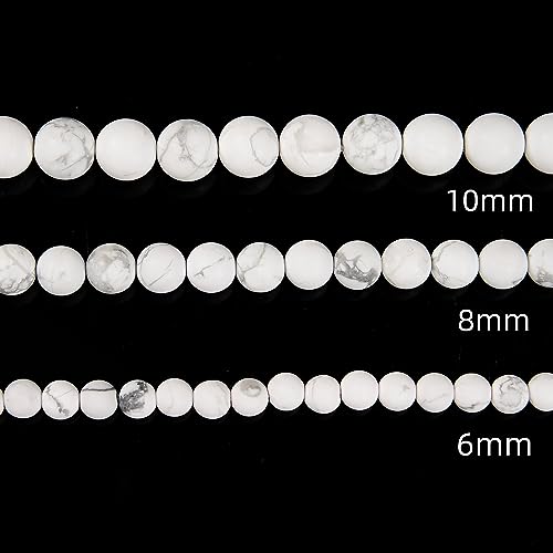 65Pcs Matte White Howlite 6mm Beads Natural Stone Round Gemstone Genuine Real Stone for DIY Bracelet Jewelry String Making - color: Matte White Howlite, size: 6mm