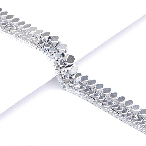 AD Beads Natural Hematite Gemstone Faceted Square Cube Loose Beads 16" 2x2mm 4x4mm (2x2mm, Metallic Silver) - color: Metallic Silver, size: 2x2mm